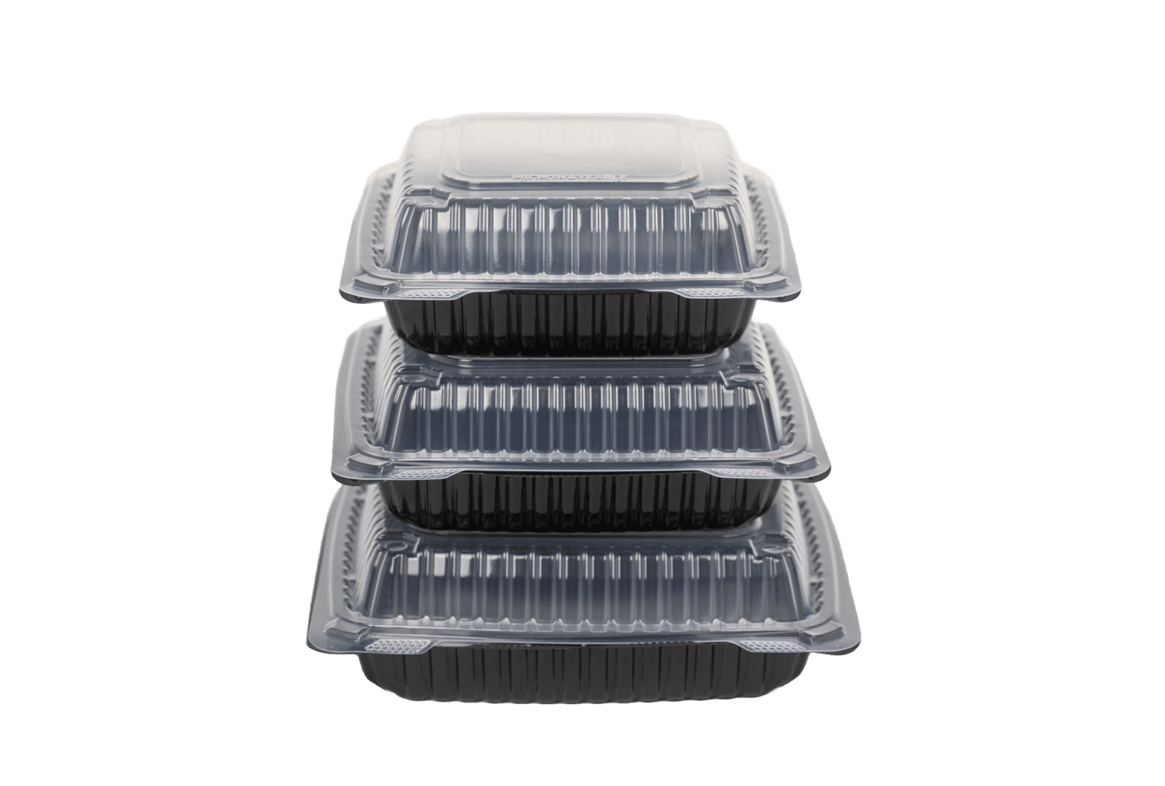 PP Hinged Clamshell Black - Triple Stack